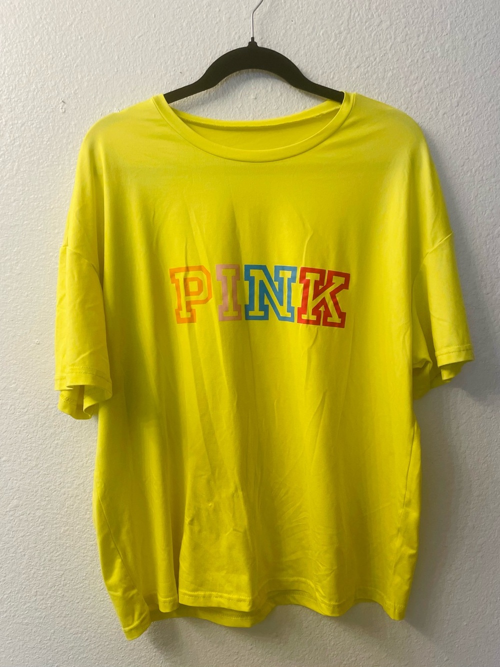 PINK Graphic Logo Tee in Bright Yellow